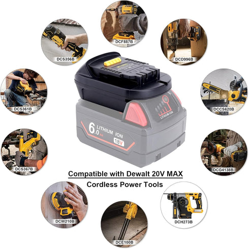Biswaye Adapter Compatible with DeWalt 20V Max Tools, Compatible with Milwaukee M18 18V Battery to Replacement for DeWalt 20-Volt Battery, ML18DL ...