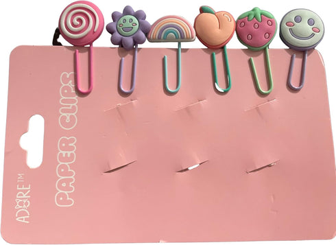 Cute Paper Clips,Paperclips for Office School and Personal Use Purple Sunflowers, Hot Pink Lollipop, Rainbow, Smiling Purple, Strawberry & Peachy ...
