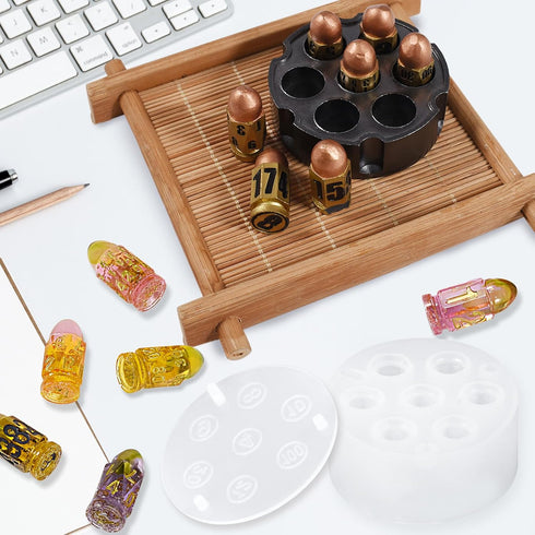 Bullet Dice Resin Molds Silicone Molds Set of 7 Dice Epoxy Resin Molds Dice Silicone Molds for Epoxy Resin for Role Playing Games DIY Dices Making...