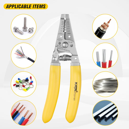 KATA 7 Inch Wire Stripper Wire Cutter, Cutting for 10-18 AWG Solid Wire and 12-20 AWG Stranded Wire, Wire Stripping Crimper Plier Multi-function H...