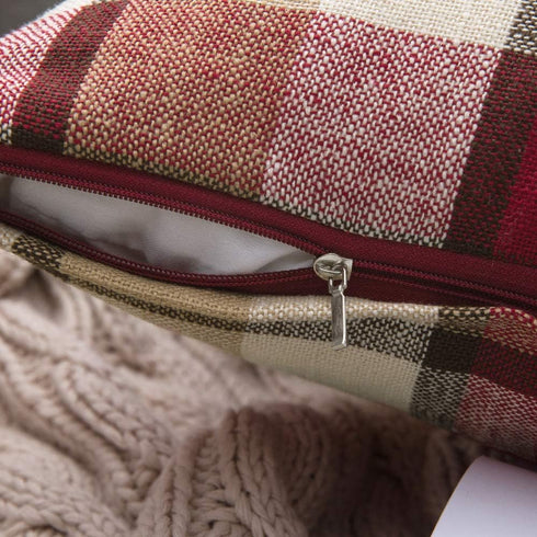 MIULEE Pack of 2 Decorative Pillow Covers Check Buffalo Plaids Pillowcase Tartan Linen Rustic Farmhouse Square for Bench Sofa Couch Car Bedroom Re...