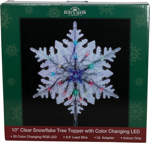 Kurt Adler 20-Light 10-Inch Clear Snowflake Treetop with Color-Changing RGB LED Bulbs...