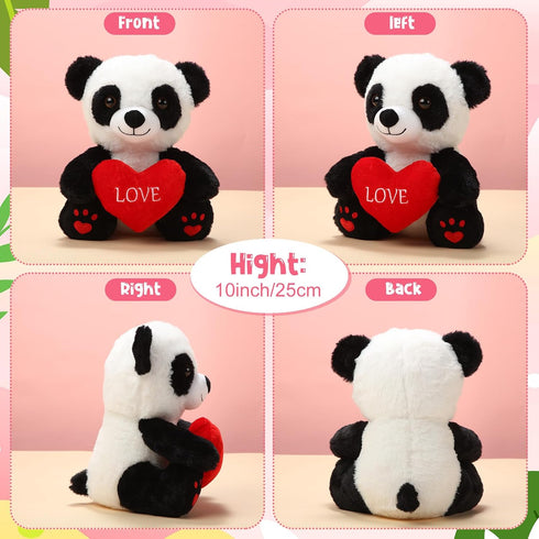 10 Inch Graduation Gifts Plush Panda with Love Heart Soft Stuffed Panda Toys Gifts Cute Stuffed Animals for Girls Boys Girlfriend Boyfriend Lover ...