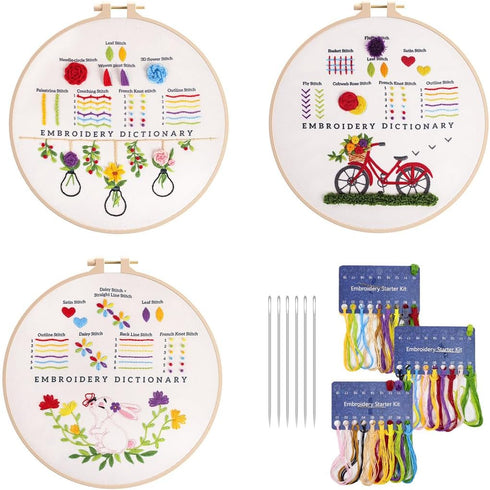 Youteer 3 Sets Embroidery kit for Beginners, Cross Stitch Practice Kits with Pattern and Instructions Hand Stitch for Craft Lover, Beginner......