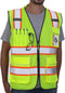 Reflective Safety Vest Yellow Mesh, High Visibility Vest with Pockets and Zipper, Padded Neck, Construction Work Vest ANSI Class 2, Yellow with Or...