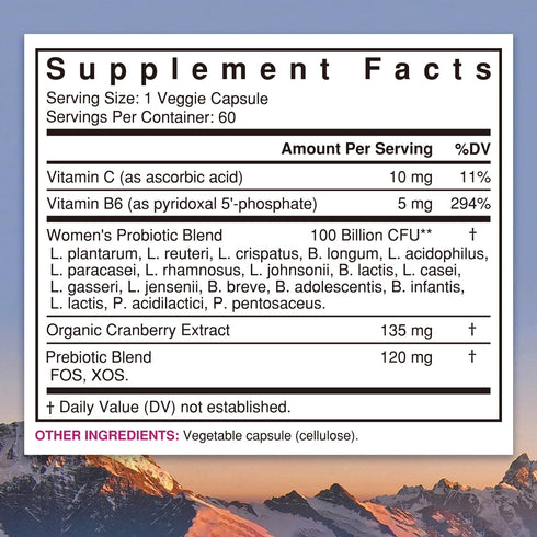 NewRhythm Probiotics for Women, P-5-P, Vitamin C & Organic Cranberry, 100 Billion CFU 18 Strains, Prebiotics & Probiotics, Vaginal Probiotics for ...