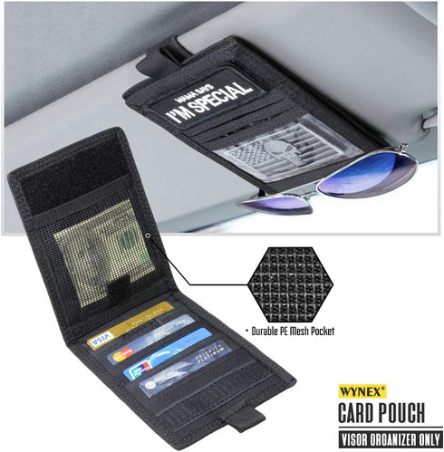WYNEX Car Sun Visor Organizer Molle Panel, Tactical Car Visor Cover with Elastic Webbing Slots, Vehicle Visor Holder Detached with Card Pouch, Com...