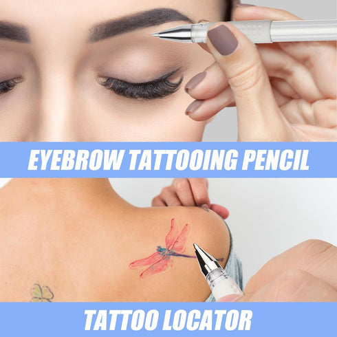 Skin Marker Eyebrow Tattoo Marker Position Outline Pen 3 Pcs, Waterproof Eyebrows Pencil Tattoo Makeup And Microblading Supplies, White Brow Marki...