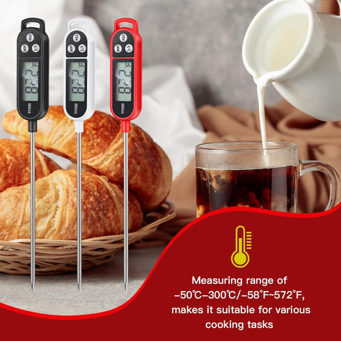 6 Pcs Instant Read Meat Thermometer with Long Probe 9.65 Inch Kitchen Cooking Food Candy Thermometer Waterproof Digital Thermometer for BBQ Water ...