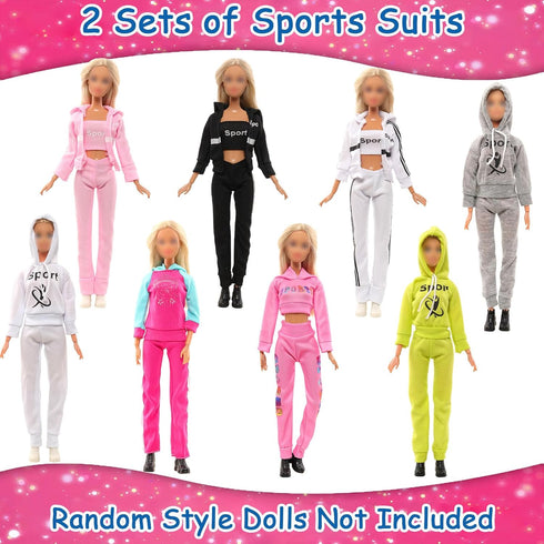 27 Pcs Doll Clothes and Accessories Including 8 Set Clothes Hooded Sport Suits Fashion Outfits Tops and Pants/Shorts with 15 Pairs of Shoes 4 Acce...