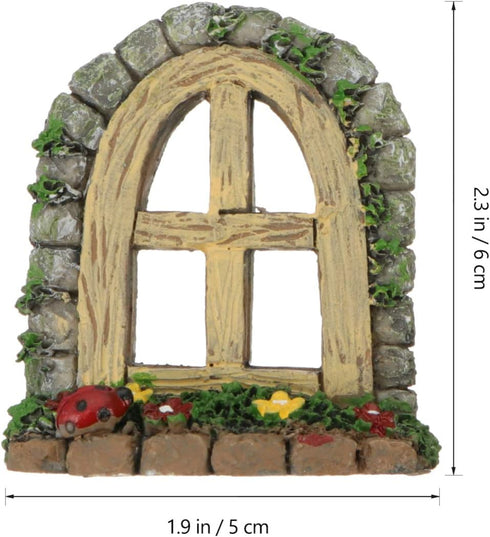 DOITOOL 2pcs Miniature Fairy Garden Window Artificial Window Ornament Gnome Home Decoration Resin Landscape Yard Art Garden Sculpture Fish Tank De...