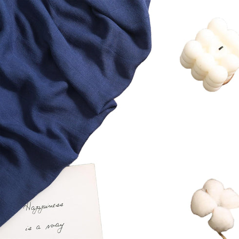 Muslin Swaddle Blanket, 100% Viscose Made from Bamboo Solid Dark Blue Unisex Swaddle Wrap, Soft Silky Muslin Swaddle Blankets Neutral Receiving Bl...