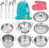 Play Pots and Pans Sets for Kids, Stainless Steel Cookware Toys Gift Set for Christmas, Pretend Play Kitchen Accessories, Role Play Educational To...