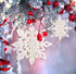 Winter Wonderland Frozen Party Snowflakes Decorations White 12pcs Hanging 3D Paper Snowflakes and Snowflake Garland for Christmas Birthday Party D...