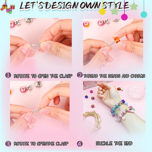 YTUONIG 116 pcs Charm Bracelet Making Kit for Ages 8-12 Girls, with a Portable Bracelet Organizer Box, Unicorns Arts Crafts Gifts for Teenage Birt...