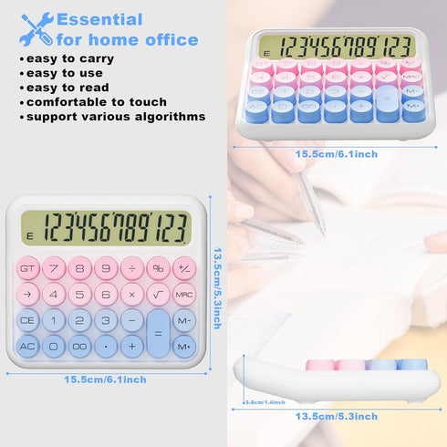 Mechanical Calculator 12 Digit Extra Large 5-Inch LCD Display, DECKLIT Battery Desk Calculator, Big Buttons Easy to Press Use as Office Calculator...