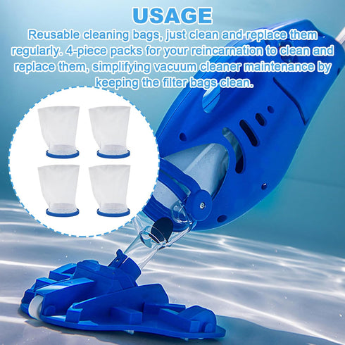Pool Vacuum Cleaner Reusable Filter Bag for Pool-Blaster Water Tech Max & Catfish Ultra Pool Vacuum Sand & Silt Cleaner Filter?4 pack?...