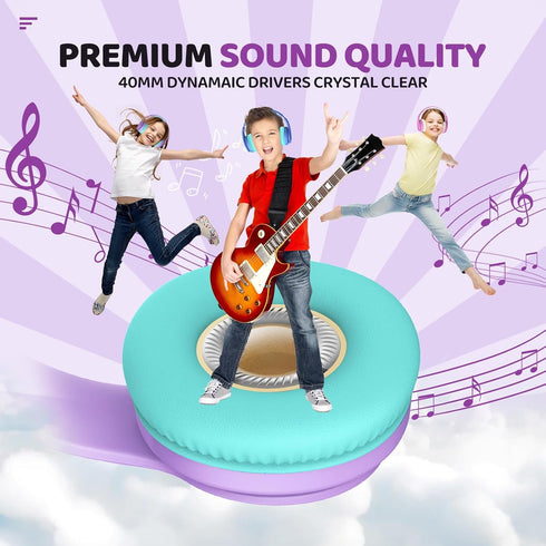 JoySpark Kids Bluetooth Headphones, Lightweight Kids Wireless Headphones for Kids, 85/94dB Volume Limited, 60 Hours Playtime, Bluetooth 5.3, Over-...