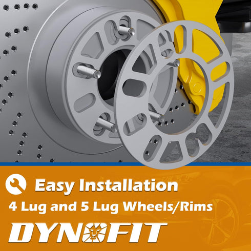 dynofit Universal 5mm Wheel Spacers for 98-120 Multiple Bolts Pattern, Pack of 4 Thin Aluminum Shims Hubcentric Spacer for 4 Lug and 5 Lug Wheels/...