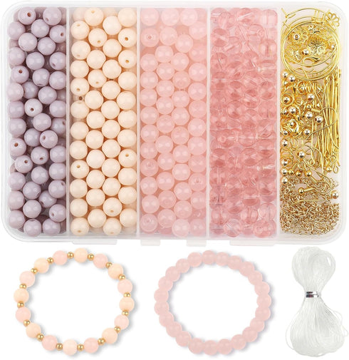 Xilitata 400 Pieces Round 8mm Glass Beads for Jewelry Making,Crystal Beads Bracelets Making Kit Glass Beads Crafts DIY Beads...