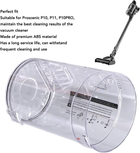 Dust Bin Container for Proscenic P10 P11 P10PRO Handheld Vacuum Cleaner, Replacement Dust Cup Vacuum Cleaner Parts Accessories for Proscenic, & Wa...