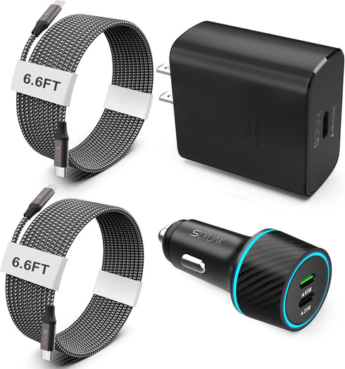S23 S24 Ultra Charger Type C, SCRUAK 45W PPS Super Fast USB-C Wall/Car Charger for Samsung Galaxy S24 Ultra/S24+/S24/S23 Ultra/S23+/S23/S22/S20/No...