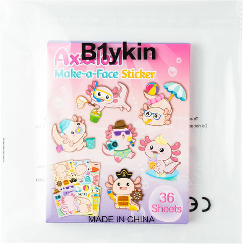 Axolotl Make a Face Sticker - 36Pcs Make Your Own Cute Axolotl Stickers Games, Pink Animal Mix and Match Art Craft Party Favor for Girls Boys Kids...