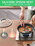 Silicone Spoon Rest for Stove Top, 2 Pcs Stove Spoon Holder, Coffee Spoon Rest for Spatula, Tongs or Spoon, Gray & Pink...