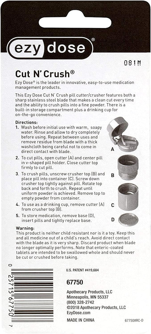EZY DOSE 3 Compartment Pill Crusher, Cutter and Grinder, Daily Usage, Safely Cut Pills, Vitamins, Tablets, Accurate and Easy Cutting, Stainless St...