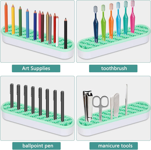 Unaone Silicone Makeup Brush Holder, Multipurpose Beauty Tool Organizer Make up Brush Storage Stand for Painting Pen Brushes Nail Clippers Drill P...