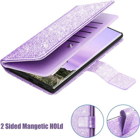 Fingic for Samsung Note 10 Case,Galaxy Note 10 Wallet Case Glitter Sparkle Cover 9 Card Holder PU Leather Flip Case with Kickstand Wrist Strap Wal...