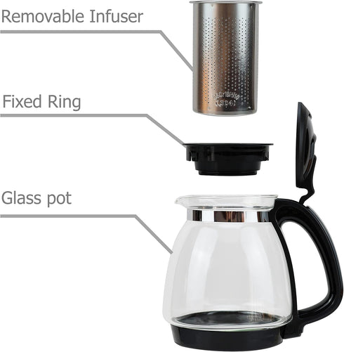 Glass Teapot with Removable Infuser & Protection Base, Tea Maker Serving Pot for Blooming Tea Loose Leaf Tea - 1350ml/47oz...