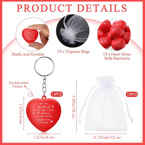 45 Pcs Employee Appreciation Gifts Ballpoint Pen with Stylus Tip Motivational Pen Heart Stress Balls Mini Foam Keychain Inspirational Gifts for Te...