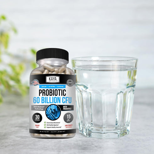 Kaya Naturals Probiotic 60 Billion CFU | Probiotics for Women, Probiotics for Men and Adults, Natural | Gut Health & Immune Support Supplement | P...