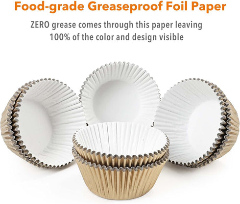 Gifbera Natural Metallic Foil Cupcake Liners - Standard Size Baking Cups Muffin Liners Paper for Celebration, 200-Count...