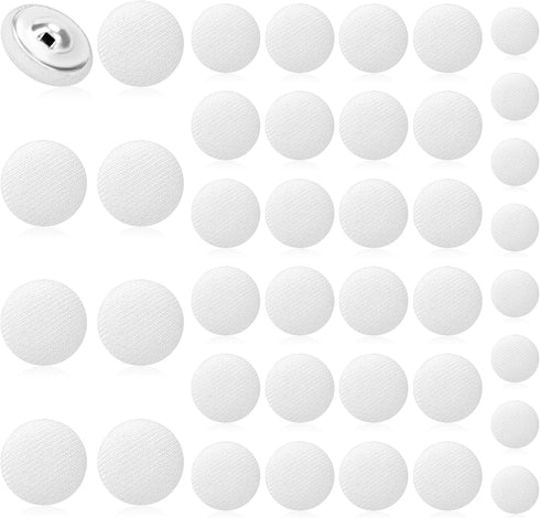 40 Pcs Satin Tuxedo Buttons White Buttons, Satin Covered Metal Shank Buttons, Vintage White Coat Sewing Button, Jacket Buttons Dress Buttons(18mm/...