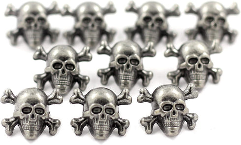 Bezelry 12 Pieces Skull with Cross Bones Gray Silver Color Metal Shank Buttons 14mm (9/16 inch)...