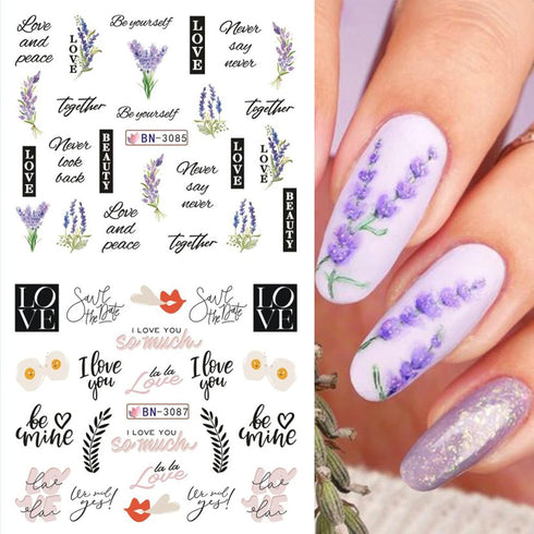 12 Sheets Flower Water Transfer Nail Decals Black English Letter Leaves Stickers for Nail Flower Tulip Nail Decals Water Transfer Nail Art Supplie...