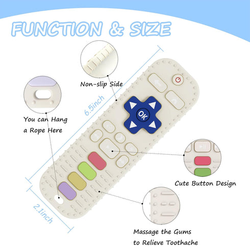 2 Pack Silicone Baby Teething Toys,Pacifiers for Toddlers Infant,Remote Control Shape Baby Teething Toys for Babies 6-12&12-18&18-24 Months,Remote...