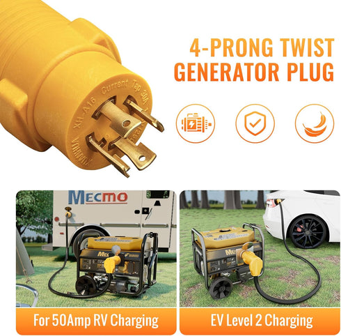 NEMA L14-30P to 14-50R RV Generator Adapter, 30 Amp to 50 Amp Twist Locking Generator 4 Prong Male Plug to 4 Prong RV Female, Heavy Duty for RV Tr...