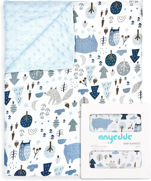 Baby Blankets for Unisex Boys Girls - Super Soft Arctic Forest Nursery Minky Blankets with Muslin Cotton Front and Dotted Fleece Backing, Printed ...
