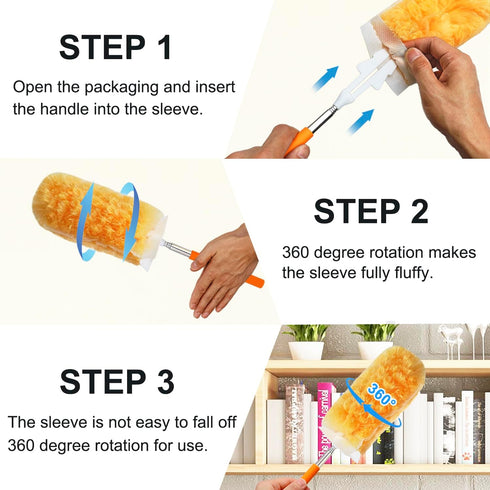 12 Pcs Extendable Microfiber Duster Kit, 2 Extendable Handles Up to 30 Inches, 10 Replaceable Dual-Sided Microfiber Dusters, More Efficient and Du...