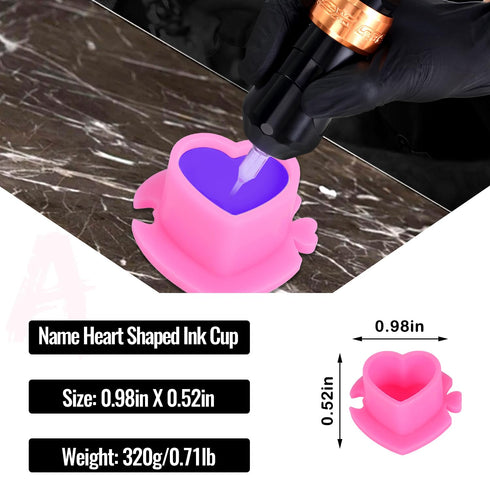 200PCS Tattoo Ink Caps Heart Shaped Tattoo Ink Cups Spliceable Disposable Pigment Caps Plastic Ink Caps with Base Ink Caps for Tattooing Permanent...