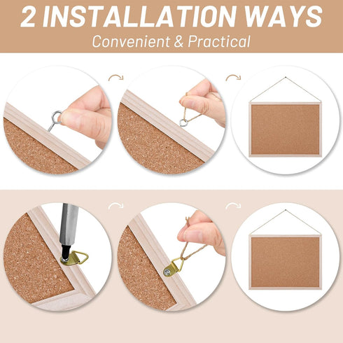 Aodaer Pack of 2 Cork Board Bulletin Board Notice Pin Board Square Pin Board Wall Mounted Cork Board for Office Home and School, 15.7 x 12 Inches,...