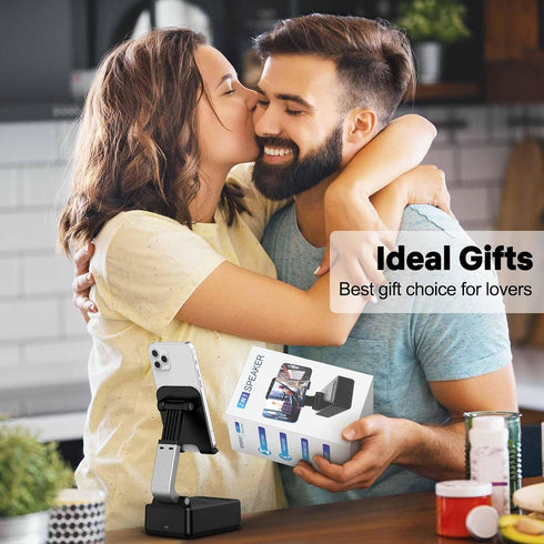LENRUE Gifts for Men Women, Cell Phone Stand with Wireless Bluetooth Speakers, Flexible Comfort View, Loud Clear Sound, Birthday Gifts for Women M...