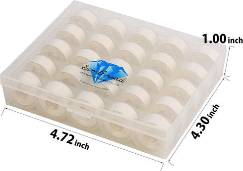 Simthread 25pcs White Prewound Bobbin Thread Size A (SA156) 60WT for Brother Innovis, Babylock, Bernette, Bernina and Janome Embroidery Thread Sew...