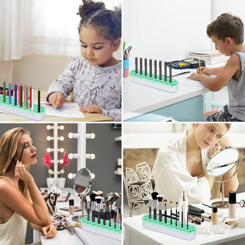 Unaone Silicone Makeup Brush Holder, Multipurpose Beauty Tool Organizer Make up Brush Storage Stand for Painting Pen Brushes Nail Clippers Drill P...
