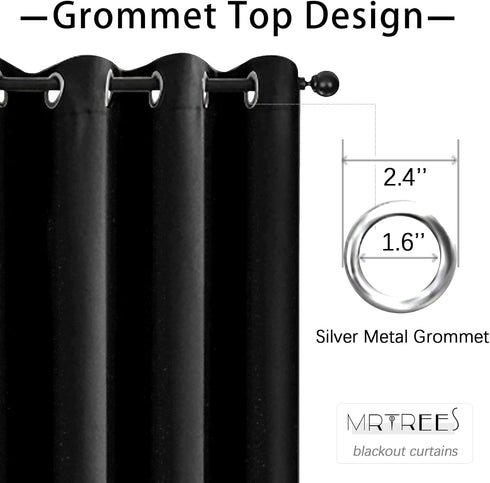 MRTREES Blackout Valance Curtain Kitchen Tiers, Short Cafe Curtains Room Darkening, Triple Weave Bathroom Small Window Curtains Grommet Top Half W...