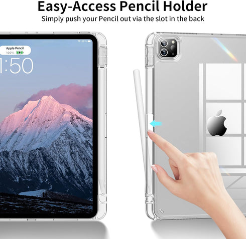 Kenke iPad Pro 11 Inch Case 4th/3rd/2nd Generation 2022/2021/2020 Support 2nd Pencil Charge Auto Wake/Sleep with Transparent Acrylic Hard PC Back ...