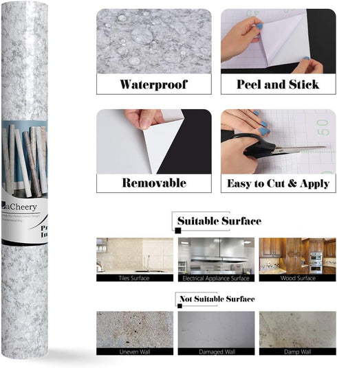 LACHEERY Faux Granite Contact Paper for Countertops Waterproof Self Adhesive Granite Wallpaper for Kitchen Counter Contact Paper Peel and Stick Co...